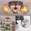 Ripoll ceiling light, globe light chrome, clear, Smoke-coloured, 3-light sources