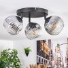 Ripoll ceiling light, globe light chrome, clear, Smoke-coloured, 3-light sources