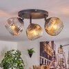 Ripoll ceiling light, globe light chrome, clear, Smoke-coloured, 3-light sources