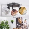 Ripoll ceiling light, globe light chrome, gold, clear, coppery, Smoke-coloured, 3-light sources