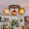 Ripoll ceiling light, globe light chrome, gold, clear, coppery, Smoke-coloured, 3-light sources