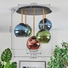 Koyoto ceiling light, globe light 45 cm brass, black, 5-light sources
