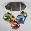 Koyoto ceiling light, globe light 45 cm brass, black, 5-light sources