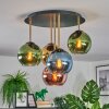 Koyoto ceiling light, globe light 45 cm brass, black, 5-light sources