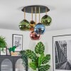 Koyoto ceiling light, globe light 45 cm brass, black, 5-light sources