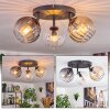 Koyoto ceiling light, globe light Amber, clear, Smoke-coloured, 3-light sources
