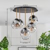 Ripoll ceiling light, globe light brass, black, 5-light sources