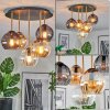 Koyoto ceiling light, globe light 45 cm brass, black, 5-light sources