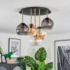Koyoto ceiling light, globe light 45 cm brass, black, 5-light sources