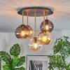 Koyoto ceiling light, globe light 45 cm brass, black, 5-light sources