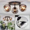 Chehalis ceiling light, globe light 49 cm chrome, clear, Smoke-coloured, 3-light sources