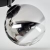 Chehalis ceiling light, globe light 49 cm chrome, clear, Smoke-coloured, 3-light sources