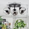 Chehalis ceiling light, globe light 49 cm chrome, clear, Smoke-coloured, 3-light sources