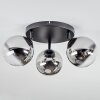 Chehalis ceiling light, globe light 49 cm chrome, clear, Smoke-coloured, 3-light sources
