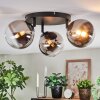 Chehalis ceiling light, globe light 49 cm chrome, clear, Smoke-coloured, 3-light sources
