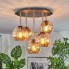 Koyoto ceiling light, globe light 45 cm brass, black, 5-light sources
