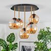 Koyoto ceiling light, globe light 45 cm brass, black, 5-light sources