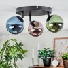 Chehalis ceiling light, globe light 44 cm blue, green, coppery, 3-light sources