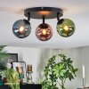 Chehalis ceiling light, globe light 44 cm blue, green, coppery, 3-light sources