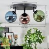 Chehalis ceiling light, globe light 44 cm blue, green, coppery, 3-light sources