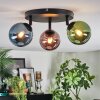 Chehalis ceiling light, globe light 44 cm blue, green, coppery, 3-light sources
