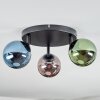 Chehalis ceiling light, globe light 44 cm blue, green, coppery, 3-light sources