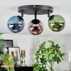 Chehalis ceiling light, globe light 44 cm blue, green, coppery, 3-light sources