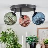 Chehalis ceiling light, globe light 44 cm blue, green, coppery, 3-light sources