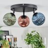 Chehalis ceiling light, globe light 44 cm blue, green, coppery, 3-light sources