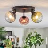 Chehalis ceiling light, globe light blue, green, clear, coppery, 3-light sources