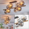 Ripoll ceiling light, globe light gold, black, 8-light sources