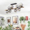 Ripoll ceiling light, globe light gold, black, 8-light sources