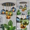 Koyoto ceiling light, globe light 45 cm brass, black, 5-light sources