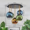 Koyoto ceiling light, globe light 45 cm brass, black, 5-light sources