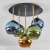 Koyoto ceiling light, globe light 45 cm brass, black, 5-light sources