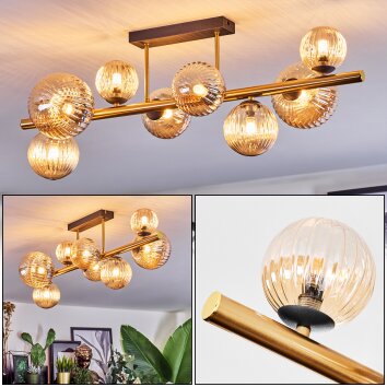 Chehalis ceiling light, globe light gold, black, 8-light sources