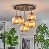 Ripoll ceiling light, globe light brass, black, 5-light sources
