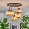Ripoll ceiling light, globe light brass, black, 5-light sources