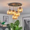 Ripoll ceiling light, globe light brass, black, 5-light sources