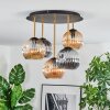 Ripoll ceiling light, globe light brass, black, 5-light sources