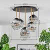 Ripoll ceiling light, globe light brass, black, 5-light sources