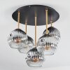Ripoll ceiling light, globe light brass, black, 5-light sources