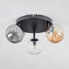 Chehalis ceiling light, globe light 44 cm Amber, clear, Smoke-coloured, 3-light sources