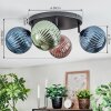 Chehalis ceiling light, globe light 30 cm blue, green, coppery, 4-light sources