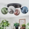 Chehalis ceiling light, globe light blue, green, coppery, Smoke-coloured, 4-light sources