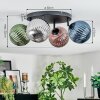 Chehalis ceiling light, globe light blue, green, coppery, Smoke-coloured, 4-light sources
