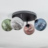 Chehalis ceiling light, globe light blue, green, coppery, Smoke-coloured, 4-light sources