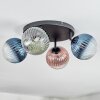 Chehalis ceiling light, globe light 30 cm blue, green, clear, coppery, 4-light sources