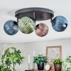 Chehalis ceiling light, globe light blue, green, coppery, 4-light sources