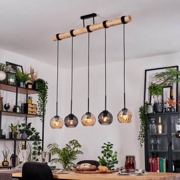 Koyoto hanging light, globe light, pendant light Ecru, black, 5-light sources